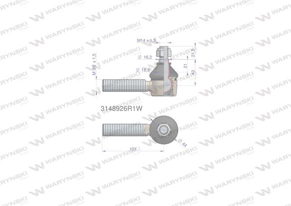 Przegub kierowniczy 101mm- M20x1,5 3148926R1 WARYŃSKI