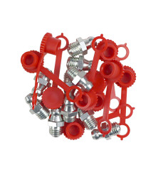 Komplet smarowniczek M8x1 10szt, osłona smarowniczki czerwona PZL HYDRAL 7141208PCH