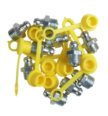 Komplet smarowniczek M10x1 10szt, osłona smarowniczki żółta PZL HYDRAL 7141210PZUH