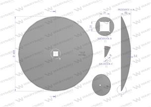 Talerz gładki fi 460 otwór 30x30 stal borowa Waryński 1279201030 1201030040