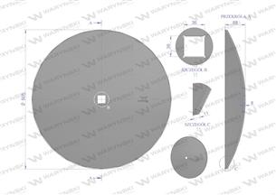 Talerz gładki fi 610 otwór 35x35 stal borowa 8mm Waryński