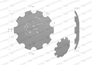 Talerz uzębiony Z-10 fi 460 mocowanie 3 / 97mm grubość 6mm zastosowanie Horsch stal borowa Waryński 23246106