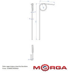 Palec zagarniający siewnika Nordsten Fiona malowany proszkowo MORGA 3140003M