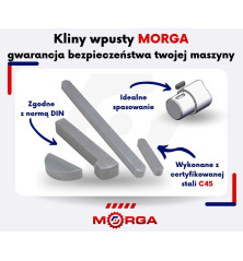 Wpust pryzmatyczny 3x3x20 DIN 6885 Stal C45 MORGA (sprzedawane po 10) widoczna cena za 1 sztukę 3x3x20M