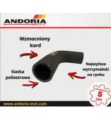 Przewód kolano 90stopni fi-35,5x5 druga strona 44x5mm zbrojony kord IMT558 ( sprzedawane po 2 szt) ANDORIA widoczna cena za 1 sz