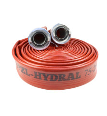 Wąż strażacki obustronnie powlekane PCV/GUMA wzmocniony kolor czerwony ppoż. z końcówkami storz Fi-75mm Premium PZL HYDRAL 75D20