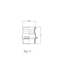 Szybkozłącze Camlock coupling wtyczka Typ F aluminium 1 1/4" x 32mm PZL HYDRAL ZCF32H