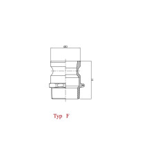 Szybkozłącze Camlock coupling wtyczka Typ F aluminium 2" x 50mm PZL HYDRAL ZCF50H