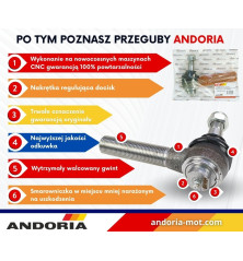 Przegub kulowy kosy wzmocniony krótki z regulacją docisku kombajn zbożowy Bizon Premium ANDORIA 5058020130PAM
