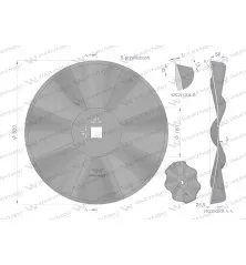 Talerz, prosty falowany gruba fala 510 otwór 30x30 grubość 5 mm stal borowa, Waryński W-15103050
