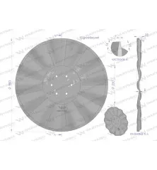 Talerz, prosty falowany 560 mocowanie 6/120 grubość 5 mm stal borowa, Waryński W-15606045