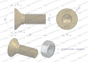 Śruba kpl. M12x35 - imbus 10 DIN7991 ( sprzedawane po 25 ) Waryński