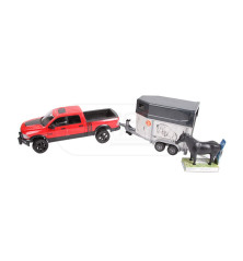 Pick-up RAM 2500 z przyczepą do przewozu koni Bruder 02501 BR02501