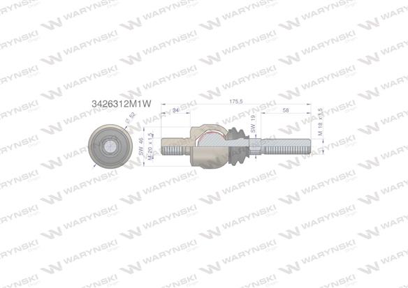 Przegub kierowniczy 175,5mm- M20x1,5 M18x1,5 3426312M1 WARYŃSKI