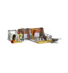 Obora z figurkami rolnika, krowy i cielaka Bruder 62611 BR-62611