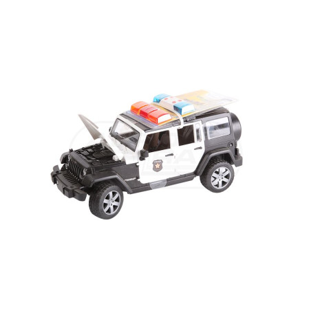 Jeep Wrangler Rubicon z figurką policjanta i z modułem świetlno-dźwiękowym Bruder 02526 02526 POLICYJNY