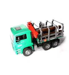 Ciężarówka MAN do transportu drewna z dźwigiem załadunkowym i 3 pniami drzew Bruder 02769 BR02769