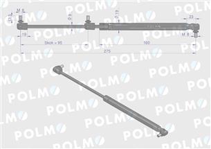 Siłownik drzwi L max. 275mm 3476027M1P MASSEY FERGUSON POLMO