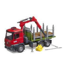 Mercedes Benz Arocs z dźwigim do przewozu drewna i z 3 kłodami Bruder 03669 BR-03669