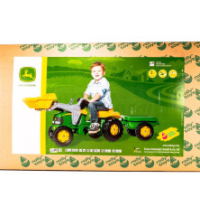 Zabawka traktor Rolly Kid JOHN DEERE z Ładowaczem i Przyczepą 02311