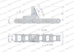 Łańcuch obrywacza kolb kukurydzy CA627-76Ps 8 płytek zastosowanie New Holland 84977231 Waryński