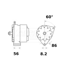 Alternator 920-38 14V 33A Iskra/Mahle/Letrika 11201507, 12153766, 6005706654, MG517 Zetor Case Ih Fendt