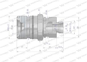 Szybkozłącze hydrauliczne skręcane gniazdo M18x1.5 gwint zewnętrzny 300bar Waryński-29107