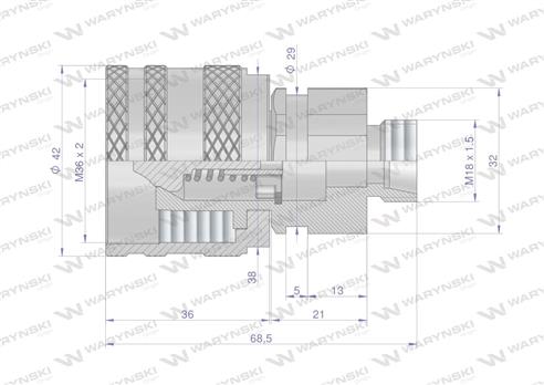 Szybkozłącze hydrauliczne skręcane wtyczka M18x1.5 gwint zewnętrzny 300bar Waryński