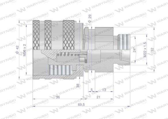 Szybkozłącze hydrauliczne skręcane wtyczka M22x1.5 gwint zewnętrzny 300bar Waryński