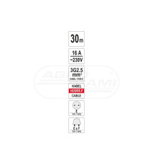 Przedłużacz na bębnie plastikowym 30 m przewód YATO 3x2,5mm2 YT8106