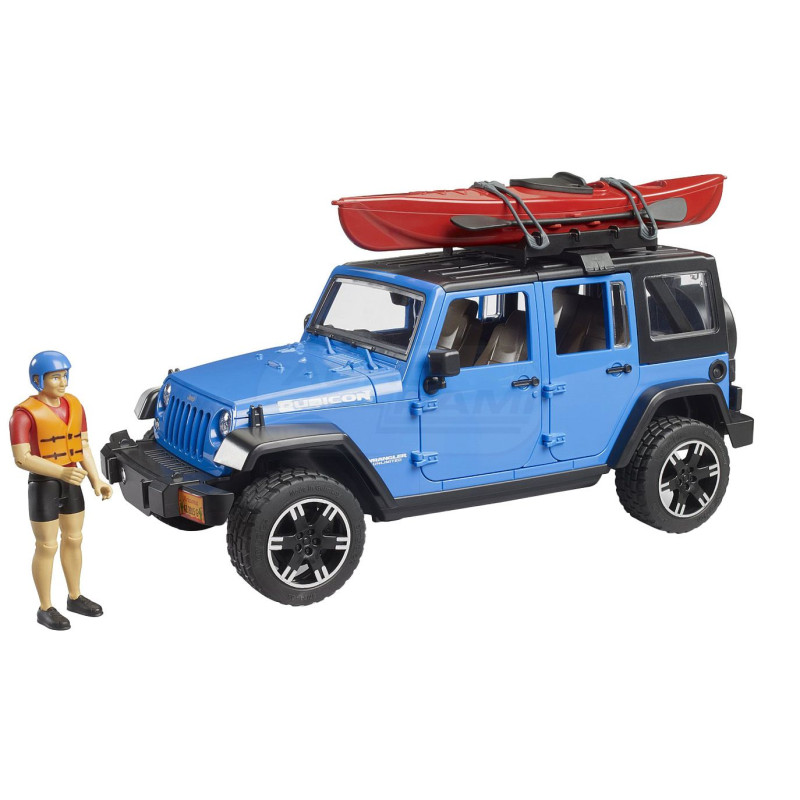 Jeep Wrangler Unlimited Rubicon z kajakiem i figurka kajakarza Bruder 02529 BR-02529