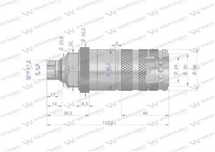 Szybkozłącze hydrauliczne zrywalne seria WIA3CV (3CFPV) 68 l/min gniazdo M18x1.5 gwint zewnętrzny EURO PUSH-PULL (ISO 7241-A) Wa