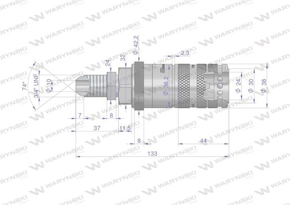 Szybkozłącze hydrauliczne zrywalne seria WIA3CV (3CFPV) 68 l/min gniazdo long 3/4" UNF gwint zewnętrzny EURO PUSH-PULL (ISO 7241