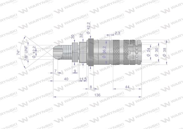 Szybkozłącze hydrauliczne zrywalne seria WIA3CV (3CFPV) 68 l/min gniazdo long 7/8" UNF gwint zewnętrzny EURO PUSH-PULL (ISO 7241