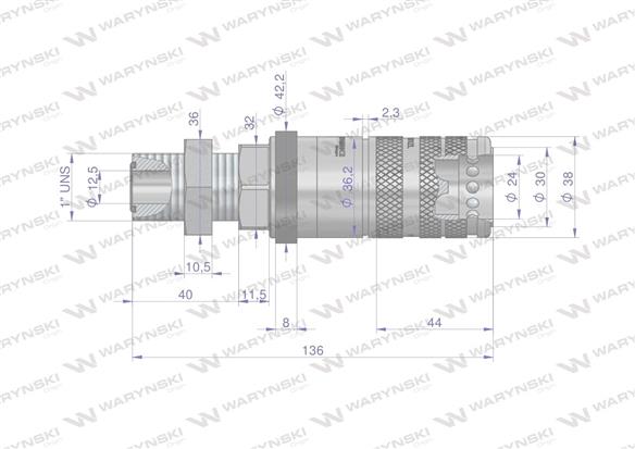 Szybkozłącze hydrauliczne zrywalne seria WIA3CV (3CFPV) 68 l/min gniazdo long 1" ORFS gwint zewnętrzny EURO PUSH-PULL (ISO 7241-