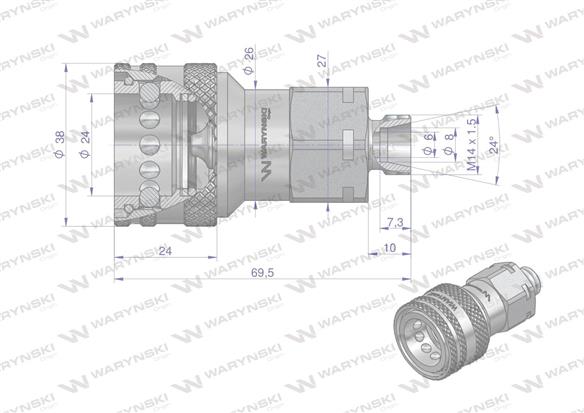 Szybkozłącze hydrauliczne gniazdo M14x1.5 gwint zewnętrzny EURO (9100814G) (ISO 7241-A) Waryński