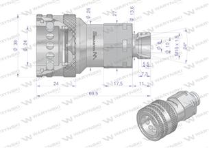 Szybkozłącze hydrauliczne gniazdo M16x1.5 gwint zewnętrzny EURO (ISO 7241-A) z eliminatorem ciśnienia Waryński