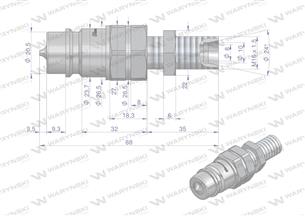 Szybkozłącze hydrauliczne wtyczka long M16x1.5 gwint zewnętrzny EURO (9100816W) (ISO 7241-A) Waryński