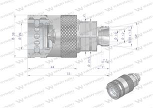 Szybkozłącze hydrauliczne gniazdo z eliminatorem ciśnienia M18x1.5 gwint zew. EURO PUSH-PULL (9100818G) (ISO 7241-A) Waryński