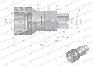 Szybkozłącze hydrauliczne gniazdo z eliminatorem ciśnienia M20x1.5 gwint zewnętrzny EURO (ISO 7241-A) Waryński