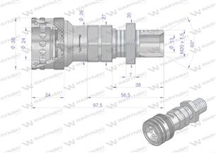 Szybkozłącze hydrauliczne gniazdo z eliminatorem ciśnienia long M20x1.5 gwint zewnętrzny EURO (ISO 7241-A) Waryński