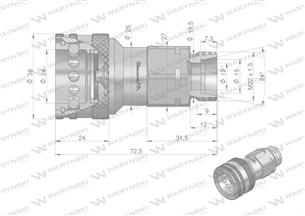Szybkozłącze hydrauliczne gniazdo M22x1.5 gwint zewnętrzny EURO (9100822G) (ISO 7241-A) Waryński