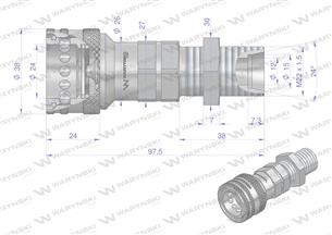 Szybkozłącze hydrauliczne gniazdo z eliminatorem ciśnienia long M22x1.5 gwint zewnętrzny EURO (9100822GL) (ISO 7241-A) Waryński