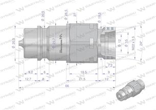 Szybkozłącze hydrauliczne wtyczka M22x1.5 gwint zewnętrzny EURO (9100822W) (ISO 7241-A) Waryński