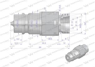 Szybkozłącze hydrauliczne wtyczka M22x1.5 gwint zewnętrzny EURO (9100822W) (ISO 7241-A) Waryński (opakowanie 50szt)