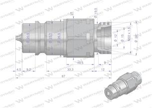 Szybkozłącze hydrauliczne wtyczka z eliminatorem ciśnienia M22x1.5 gwint zew. EURO (9100822W) (ISO 7241-A) Waryński