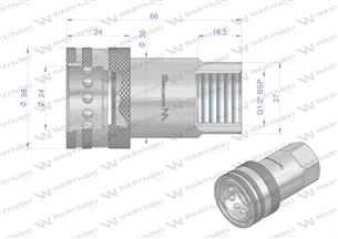Szybkozłącze hydrauliczne gniazdo G1/2"BSP gwint wewnętrzny EURO ISO 7241-A z eliminatorem ciśnienia Waryński