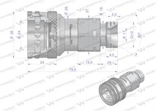 Szybkozłącze hydrauliczne gniazdo G1/2"BSP gwint zewnętrzny EURO ISO 7241-A Waryński