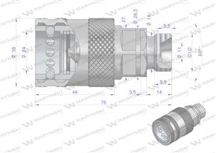 Szybkozłącze hydrauliczne gniazdo G1/2"BSP gwint zewnętrzny EURO PUSH-PULL (ISO 7241-A) Waryński