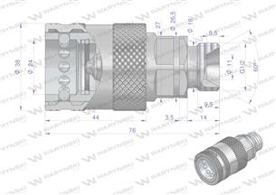 Szybkozłącze hydrauliczne gniazdo G1/2"BSP gwint zewnętrzny EURO PUSH-PULL (ISO 7241-A) z eliminatorem ciśnienia Waryński